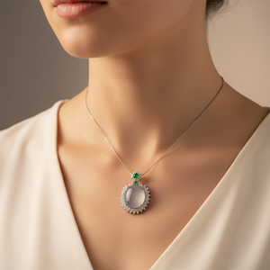 Pendentif Breloque Classique en Forme de Cucurbitée en Argent 925 Incrusté de Jadeite Forever Star pour Anniversaire Vente en Gros - Product Image 3