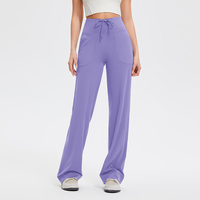 Pantalon de jogging large pour femme avec cordon de serrage à la taille, poches latérales, haute qualité, personnalisable, vente en gros