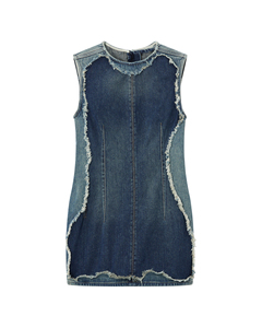 Robe courte en denim 100% coton, unie, décontractée, respirante, lavable, pour l'été - Product Image 5