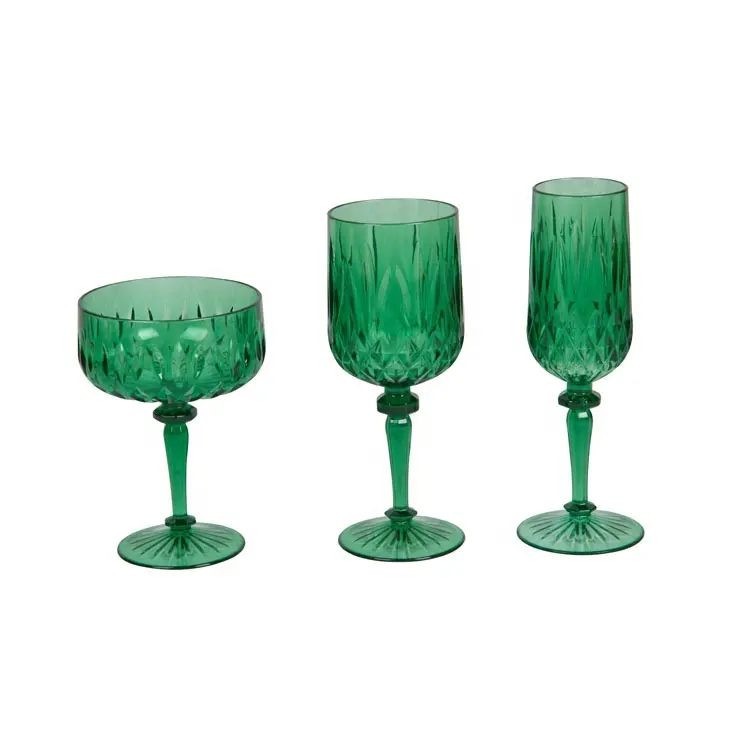 Stemless Green Unbreakable Plastic Wine Glass Drink Glasses Champagne Glass