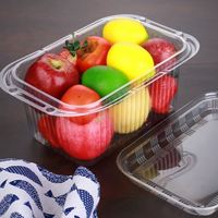 Boîte d'emballage réutilisable jetable transparente pour gâteau, fraise, fruit, blister rectangulaire en plastique PET avec poignée pour usage alimentaire