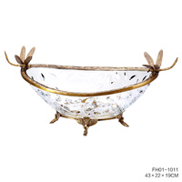Assiette à fruits de luxe européenne et américaine ornements de table à thé en céramique de cuivre et cristal décorations pour l'ameublement de salon et de maison