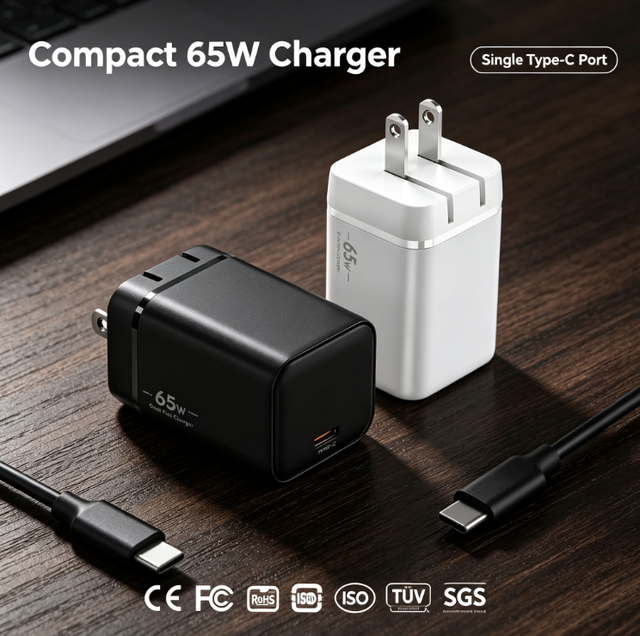 Portable 65W Fast GaN PD Charger Multi Ports Type C USB a Wall Charger US Plug for MacBook iPhone Tablet