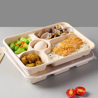 Boîte à lunch biodégradable, emballage pour la restauration rapide, conteneur alimentaire à 6 compartiments, assiette jetable pour restaurant