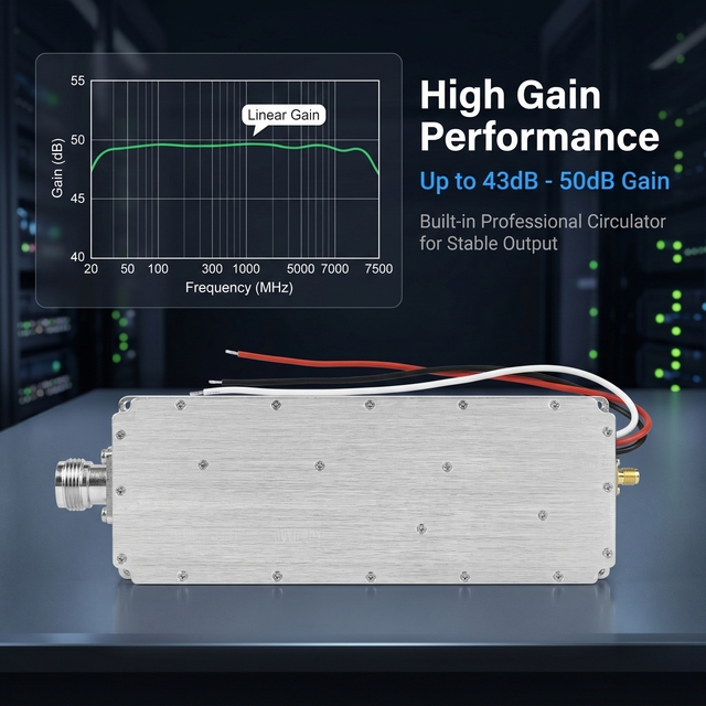 50W Passive RF Amplifier Low Distortion 3000-4000MHz VCO Frequency Control for Cellular Network Signal Booster System