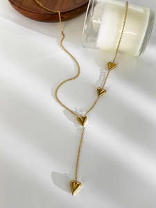 Joyería de oro brillante para mujer, collar con colgante de acero inoxidable chapado en oro de 18 quilates en forma de corazón, abalorio de corazón liso de perla - Product Image 3
