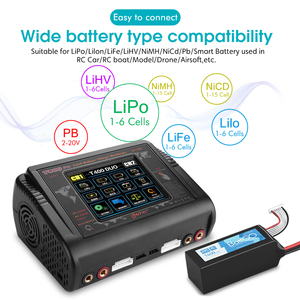 Caricabatterie Elettrico HTRC T400 Pro Duo DC 400W AC 200W 12AX2, Scaricatore RC per <span class=keywords><strong>Batterie</strong></span> LIHV, Li-Ion, NICD, <span class=keywords><strong>NIMH</strong></span>, PB, Lipo, OVP - Product Image 5