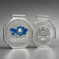 Médaille sportive personnalisée plaquée or avec emblème du Kazakhstan - Édition 1ère place - Fabricant Noble