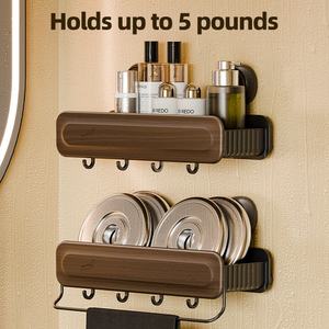 رف حائط بتصميم عتيق مع كأس شفط للحمام والمطبخ، منظم تخزين مثبت على الحائط - Product Image 5