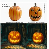 Citrouille en plastique JD pour Halloween, Jack-O-Lantern évidée, avec lumière LED à piles, pour décoration intérieure/extérieure, allée, jardin, table