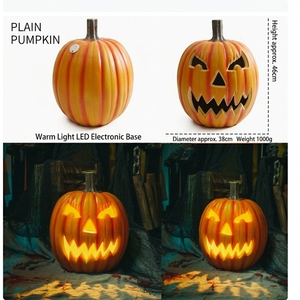 Citrouille en plastique JD pour <span class=keywords><strong>Halloween</strong></span>, <span class=keywords><strong>Jack</strong></span>-<span class=keywords><strong>O</strong></span>-<span class=keywords><strong>Lantern</strong></span> évidée, avec lumière LED à piles, pour décoration intérieure/extérieure, allée, jardin, table - Product Image 6