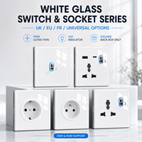 Lampe murale coulissante en verre blanc, interrupteur LED, prise universelle USB Type-C standard UE/Royaume-Uni, luxe IP20, maison, hôtel, bureau, villa