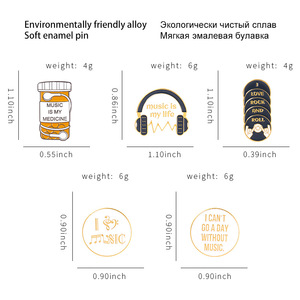 Broches en alliage pour e-commerce, badges créatifs en forme <span class=keywords><strong>de</strong></span> casque audio et <span class=keywords><strong>de</strong></span> ruban, peints à la four, pour vêtements et accessoires - Product Image 3