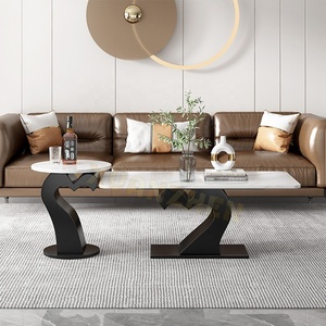 Ensemble de tables basses en marbre pour salon, tables basses en acier inoxydable noir, tables gigognes carrées et rondes, <span class=keywords><strong>table</strong></span> centrale à vendre - Product Image 1