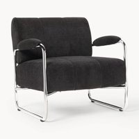 Fauteuil d'appoint moderne et élégant de style nordique minimaliste avec dossier rembourré et pieds en métal chromé pour salon, hôtel, appartement