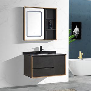 Gabinete de <span class=keywords><strong>tocador</strong></span> de baño flotante negro moderno <span class=keywords><strong>rústico</strong></span> directo de fábrica gabinete de almacenamiento de baño sobre el inodoro - Product Image 2