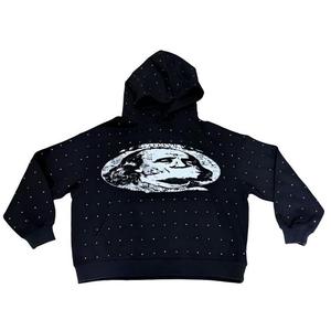 <span class=keywords><strong>Sudadera</strong></span> con Capucha Unisex de Alta Calidad, Hecha a Medida, con Acabado Desgastado y Lavado Ácido, con Diseño Completo de Pedrería Termoadhesiva - Product Image 1