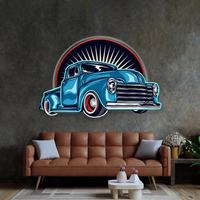Enseigne néon LED personnalisée avec logo UV, design gratuit, style vintage pour pick-up, enseigne néon LED Pop Art pour voiture, ornements lumineux
