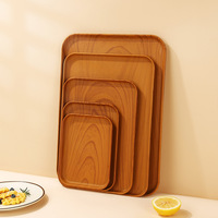 Plateau en plastique style palette avec imitation bois pour la restauration et l'hôtellerie, idéal pour le thé, l'eau, les collations, les desserts, les fruits et les cadeaux
