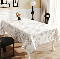 Nappe Imprimée Feuilles de Palmier Exotiques Personnalisable en PVC Imperméable et Anti-Huile pour Maison de Plage, Balcon, Table à Manger, Décoration de Fête