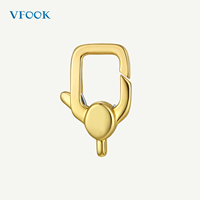 Nouveauté VFOOK : Fermoir de bijoux personnalisé de forme rectangulaire spéciale en or véritable 18 carats pour service DIY