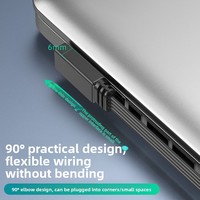Câble d'extension USB-A 2-en-1 plat coudé en cuivre étamé, prend en charge le transfert de données et la charge rapide 65W avec commutation pour usage personnel