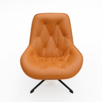 Fauteuil de salon confortable et relaxant, design minimaliste moderne, pieds en acier carbone, tissu en cuir brun, fauteuil d'appoint pour hôtel