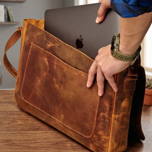 Sacs pour ordinateur portable en cuir véritable de style européen, portables, imperméables, durables, écologiques, sacs messager de bureau - Product Image 1
