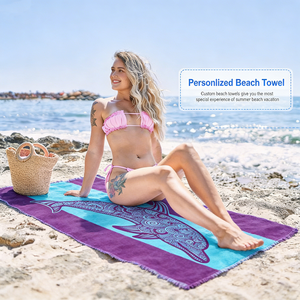 ผ้าขนหนูชายหาดขายส่ง ไมโครไฟเบอร์ ผ้าไมโครไฟเบอร์ สำหรับงานซับลิเมชั่น ผ้าซับลิเมชั่นแบบทอ ผ้าซับลิเมชั่นเปล่า คุณภาพพรีเมียม ลายสัตว์ทะเล ผ้าขนหนูชายหาดนุ่มสบาย ลายทรอปิคอล - Product Image 6