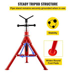 V Head <b>Pipe</b> <b>Stand</b> 1/8'-12' Capacity Adjustable Height 24'-42' 2500 lb Load Carbon Steel Body Portable Folding <b>Pipe</b> <b>Stands</b> <b>Stands</b> - Product Image 6