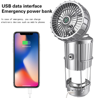 Ventilateur solaire polyvalent avec lampe, compagnon de camping avec haut-parleur Bluetooth, éclairage et recharge, étanche IP44, options argent/noir