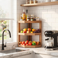 Estante Ahorrador de Espacio para Patatas y Cebollas, Cesta de Madera de 3 Niveles para Frutas y Verduras, Organizador para Encimera de Cocina