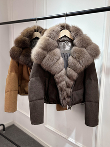 Janveny 2025 Piumino Invernale di Lusso da <span class=keywords><strong>Donna</strong></span> in Misto Lana con 90% Piumino d'Anatra Bianca e Vera Pelliccia di Volpe Naturale, Cappotto Imbottito Caldo e Spesso - Product Image 2