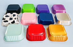 Moules à cupcakes en aluminium de 100 ml, ramequins jetables, mini-moules à <span class=keywords><strong>muffins</strong></span>, fournitures de boulangerie, bols carrés, contenants à dessert - Product Image 3