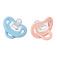 Sucette en silicone bicolore avec conception de mamelon sûre et douce pour bébé de 0 à 12 mois sans latex