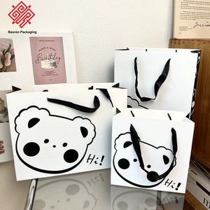 Bolsa de Regalo de Papel Blanco de Gran Capacidad con Diseño de Oso Estilo Ins, Precio Económico, para Cumpleaños, Venta al por Mayor Baoren - Product Image 2