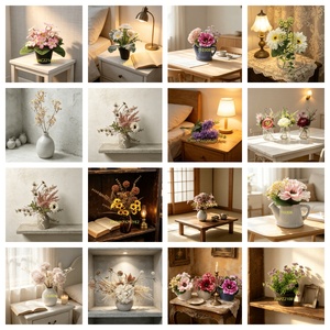 Grandes fleurs d'hortensia artificielles violettes dans un pot en pulpe de papier <span class=keywords><strong>gris</strong></span>, pétales doux, arrangement floral artificiel pour la décoration de bureau et de la maison - Product Image 6