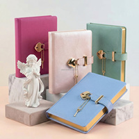 Carnet en cuir PU A5 avec serrure en forme de cœur, journal secret personnel avec clé, bord doré, cadeau personnalisé