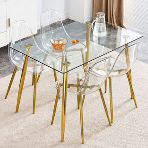 Modern Dining <b>Chairs</b> with Transparent Acrylic and Shiny Gold Legs Lightweight & Durable Home Furniture for Banquet Events - Product Image 3