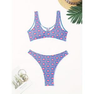 Traje de Baño de Dos Piezas con Estampado Lindo para Niñas Pequeñas, Estilo Falda, Protección UPF Anti-UV, Bikini para Bebés, Modelo SWG-219A - Product Image 2