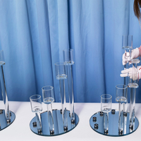 Candélabre en cristal personnalisé DEXI à 10 bras, porte-bougie en tube de verre long, modèle Dz850 Zhejiang, pour décorations de table de mariage