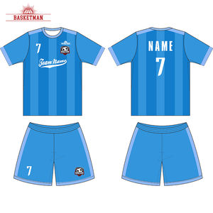 ชุดเสื้อฟุตบอลคุณภาพสูง 100% โพลีเอสเตอร์ พร้อมกางเกงขาสั้น ชุดทีมฟุตบอลแบบกำหนดเองสำหรับเด็กและผู้ชาย เสื้อฟุตบอล - Product Image 3