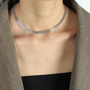 Bracelet collier large creux minimaliste européen et américain Ins Trend Mesh Clavicule Chain Set - Product Image 6
