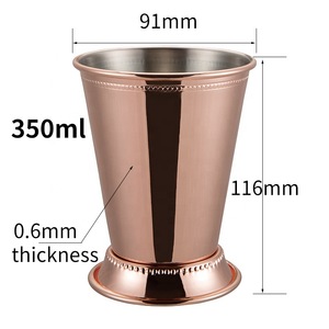 Vaso de acero inoxidable para Mint Julep, vaso de cóctel vintage de metal con borde perlado, vaso para beber Moscow Mule para bar o fiesta. - Product Image 4