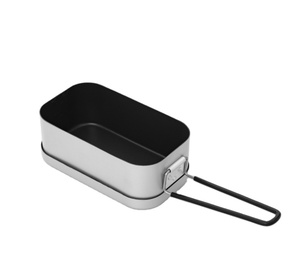 High Quality Portable Twin Colors Silver Outside Black PTFE Non-stick Coated Inside Aluminium Mess Tin Lunch <b>Box</b> - Product Image 3