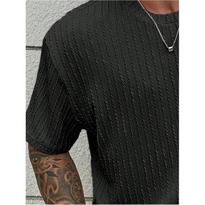 Men's Textured Knit Tshirt Oversized Short Sleeve Casual Summer <b>Top</b> - Product Image 4