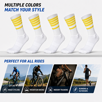 Chaussettes de cyclisme aérodynamiques Tour De France Team Edition, blanches avec rayures jaunes, chaussettes de vélo antidérapantes en silicone
