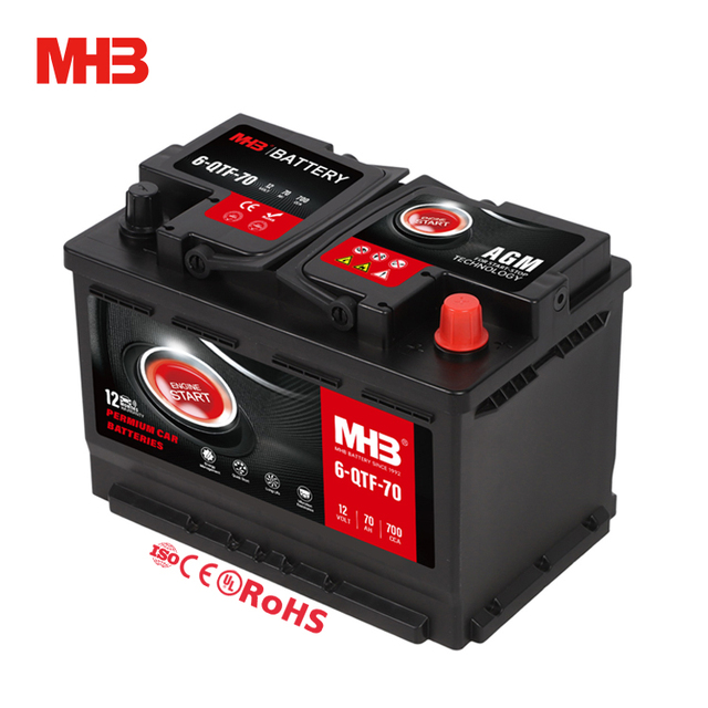 Mhb 6-QTF-70 New 12V 70Ah Lead-acid Cell Car Battery 700cca Start Stop Battery for Car Starting