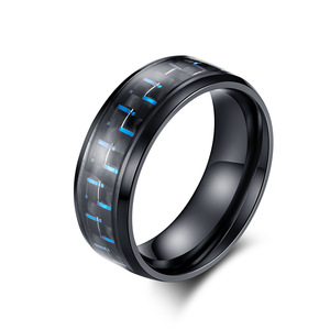 Anillo de Fibra de Carbono y Acero de Titanio, Rojo, Verde, Azul, Unisex, Joyería de Uso Diario, Diseño Geométrico, K-R163 - Product Image 5