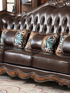 Zhidian Forest American Genuine Leather Retro Style High-end Three Seat <b>Combination</b> 1 2 3 ZDSL906 Genuine Leather ZDSL906 - Product Image 5